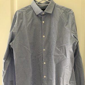Theory Blue Check Dress Shirt 15.5R